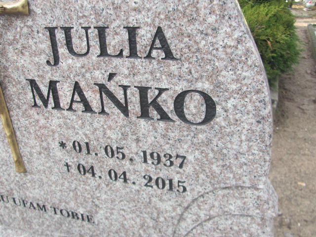 Julia Mańko 1937 Słubice - Grobonet - Wyszukiwarka osób pochowanych