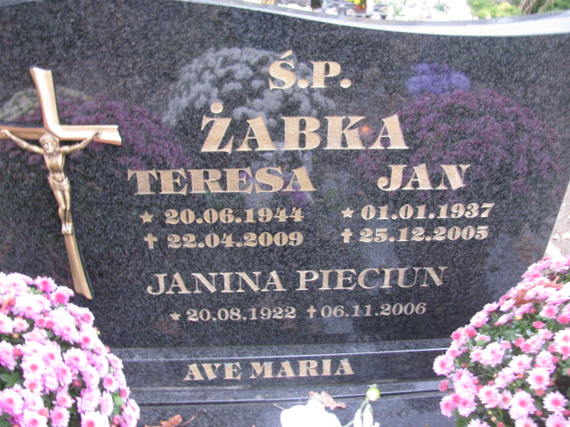 Teresa Żabka 1944 Słubice - Grobonet - Wyszukiwarka osób pochowanych