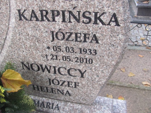Józefa Karpińska  1933 Słubice - Grobonet - Wyszukiwarka osób pochowanych